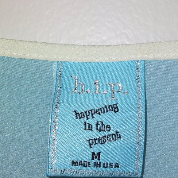 H.I.P. COLLECTIONS BLUE & WHITE HIGH LOW SHORT SLEEVE BLOUSE WITH COLD SHOULDER - Picture 5 of 5